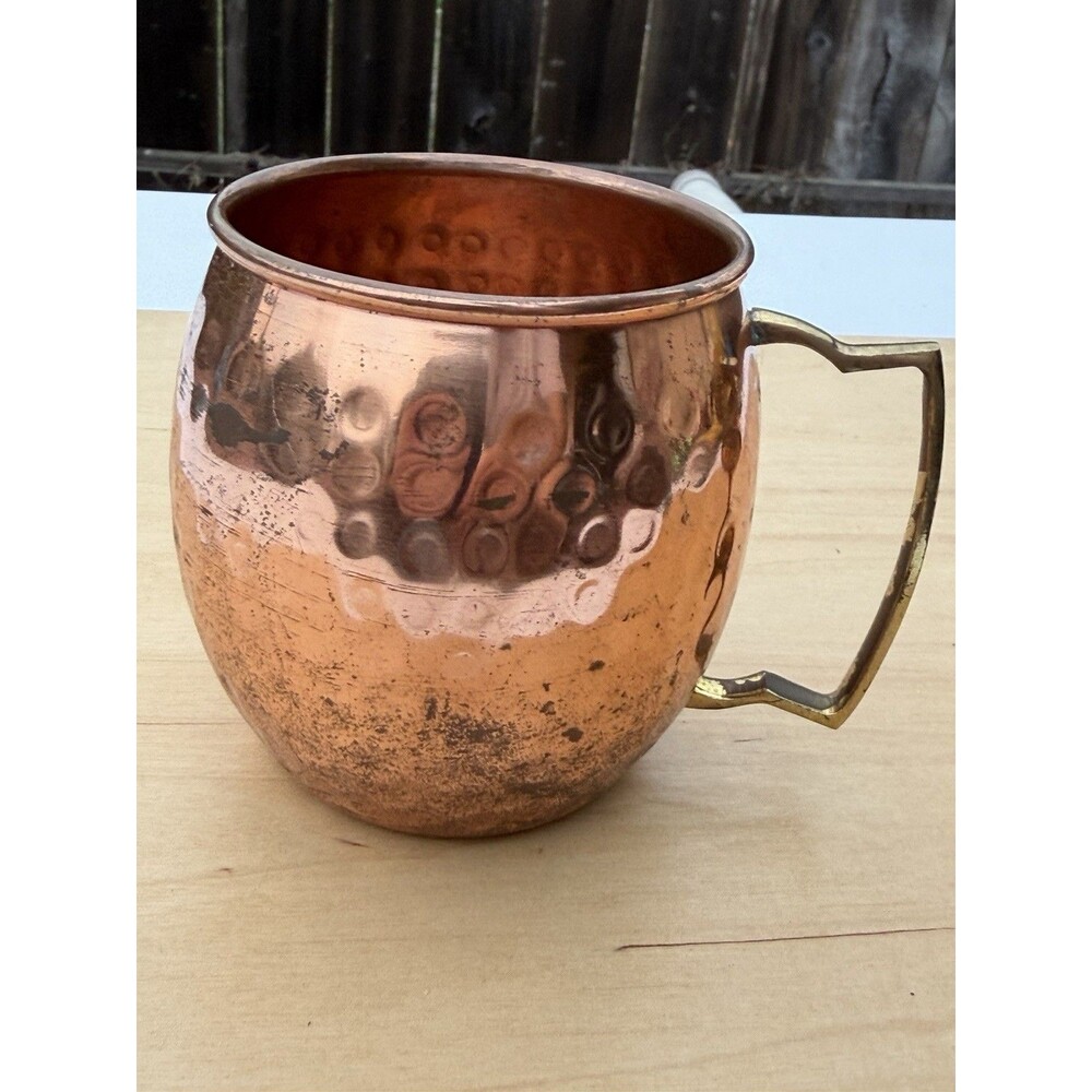 Hammered Copper Moscow Mule Mug With Brass Handle ￼
